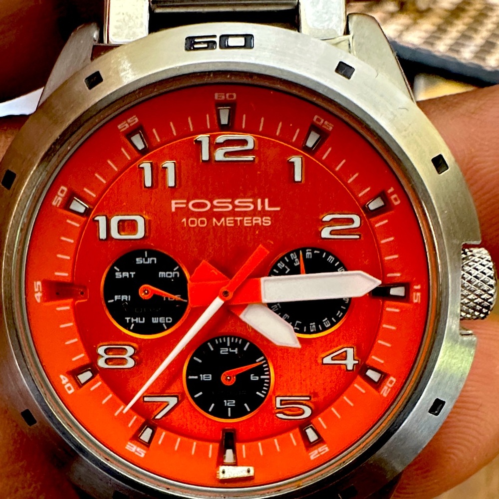 Fossil Vibrant Orange Chronograph Watch
